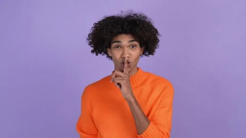 Guy create joke ask not speak isolated vibrant color background Stock Footage 168688633