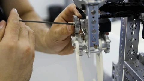 The guy creates and makes a modern robot Stock Footage 121497501