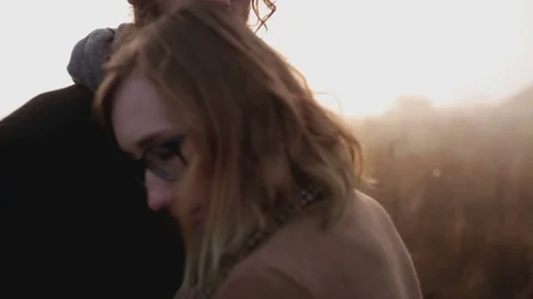 The guy cuddle girl and stroked her head Video stock 72920728