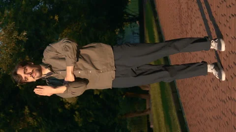 A Guy Dances Contemporary In The Park: Improvisation At Sunset 4k Video Stock Footage 275292218