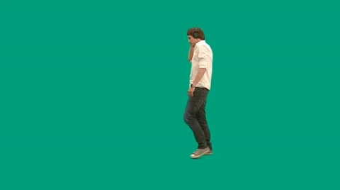 Guy dancing with headphones on - green screen - pre keyed - MINT.GS Stock Footage 11357403