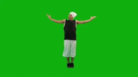 Guy Dancing Hip-Hop Green Screen Stock Footage