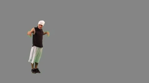 Guy Dancing Hip-Hop Grey Backgroung Stock Footage 10684266