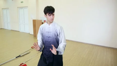 Guy demonstrates martial arts Stock Footage 185436616