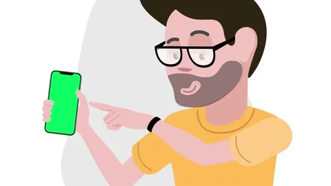 The guy demonstrates the smartphone screen. Gray background. Stock Footage 223830969