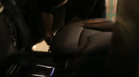 Guy dismantled the car for soundproofing Stock Footage 56023883
