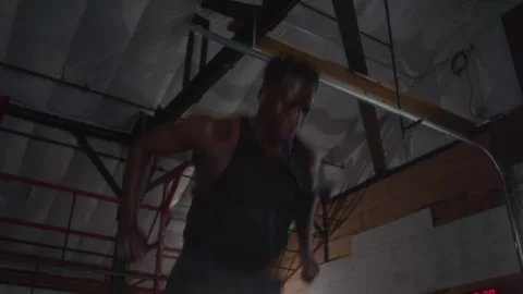 Guy Does Box Jumps In Gym Stock Footage 270324315