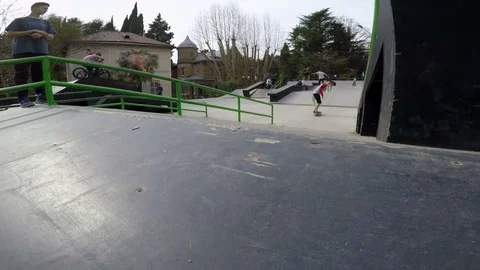 Guy does a trick on a skateboard close-up Stock Footage 77205632