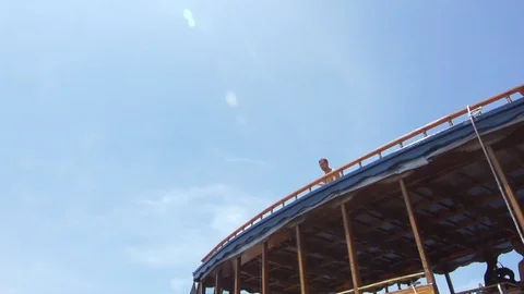 Guy Does Water Jump From The Boat Stock Footage 125735279