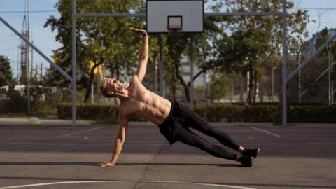 The guy does yoga Stock Photos