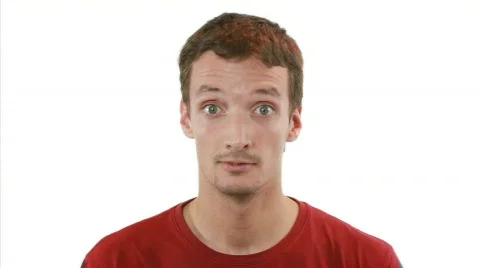 Guy doesnt understand it ( funny ) - white background Video stock 810700