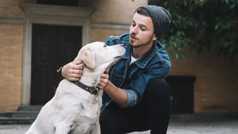 A guy with a dog Stock Photos