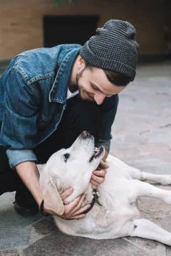 A guy with a dog Stock Photos