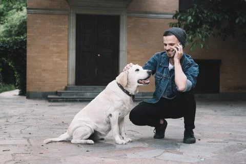 A guy with a dog Stock Photos