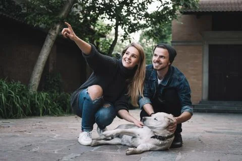 A guy with a dog Foto stock