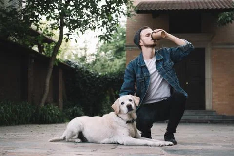 A guy with a dog Stock Photos
