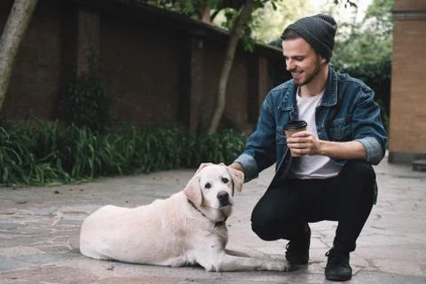 A guy with a dog Stock Photos