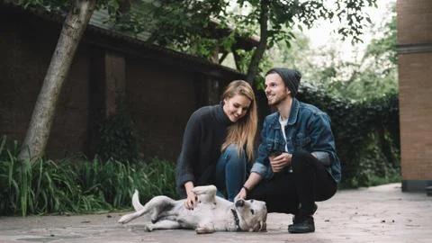 A guy with a dog Foto stock