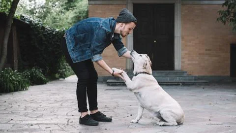 A guy with a dog Stock Photos