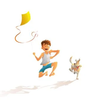The guy with the dog running along the beach Stock Illustration