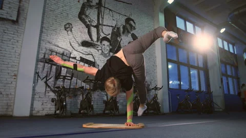 Guy doing yoga at the gym. Stock Footage 96606766