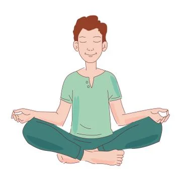 The guy is doing yoga on a white background. Vector illustration. Stock Illustration
