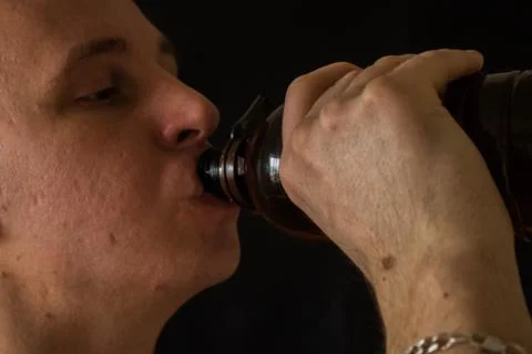 The guy is drinking beer Stock Photos