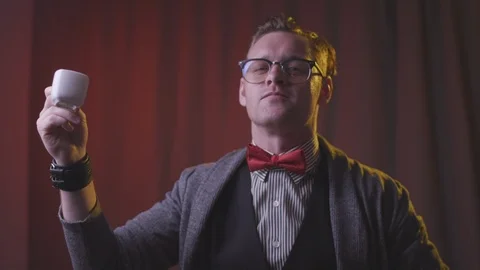 Guy is drinking coffee 스톡 동영상 118857861