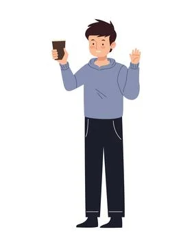 Guy drinking coffee reusable cup Stock Illustration
