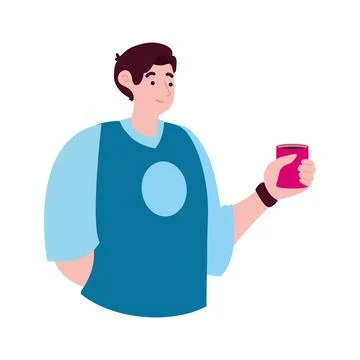 Guy drinking coffee reusable cup Stock Illustration