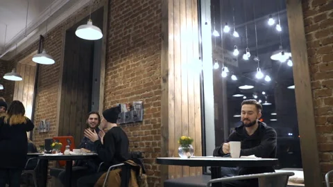Guy is drinking his coffee Stock Footage 86392836