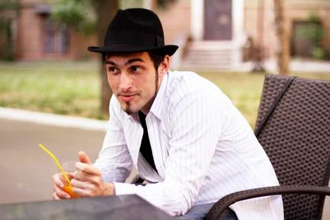 Guy drinking the juice  Stock Photos
