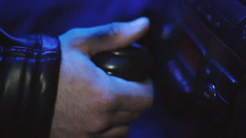 A guy drives a car in the evening. Stock Footage 130738121