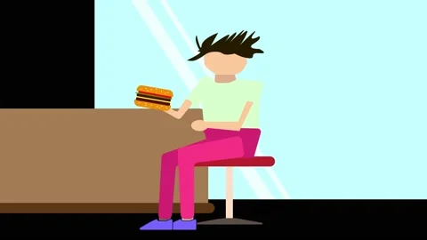 Guy eating a burger in a restaurant 動画素材 143823222