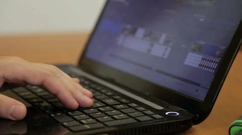 Guy editing on laptop Video stock 45125881