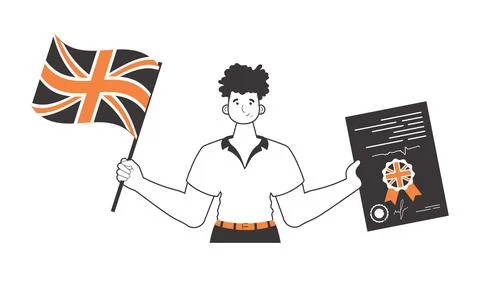 The guy is an English teacher. The concept of learning a foreign language. Li Stock Illustration
