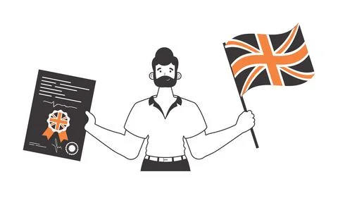 The guy is an English teacher. The concept of learning a foreign language. Li Stock Illustration