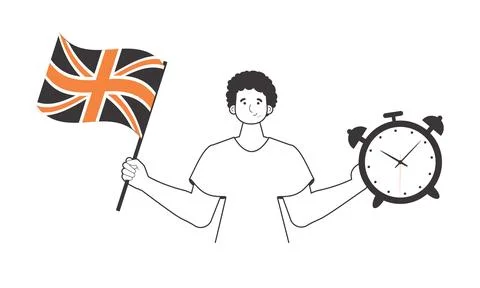 The guy is an English teacher. The concept of learning a foreign language. Li Stock Illustration