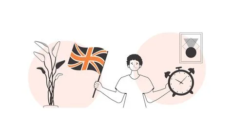 The guy is an English teacher. The concept of learning a foreign language. Li Stock Illustration