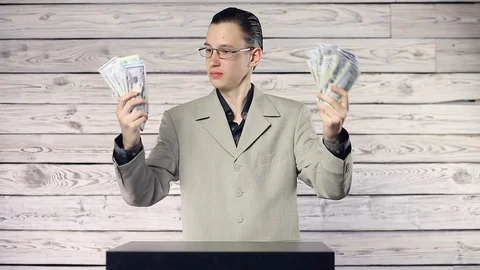 The guy enjoys money Stock Footage 106817431