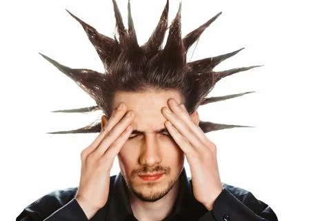 The guy with the eroquez has a headache Foto stock