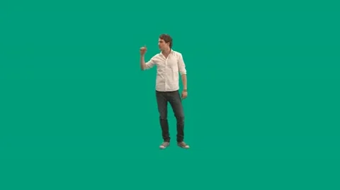 Guy explaining and pointing at things - green screen - pre keyed - MINT.GS Stock Footage 11322788