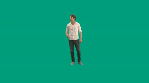 Guy explaining and pointing at things - green screen - pre keyed - MINT.GS Stock Footage 11322798