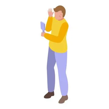 Guy face problem icon isometric vector. Care cream Stock Illustration