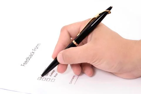 Guy filling feedback form Stock Photos