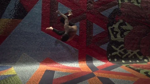 Guy Flip on Tile Mosaic Mural Stock Footage 79277529