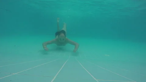 The Guy Is Floating Under The Water Stock-Footage 91592656