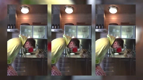 Guy fooling around at home like a psycho Video stock 150672824