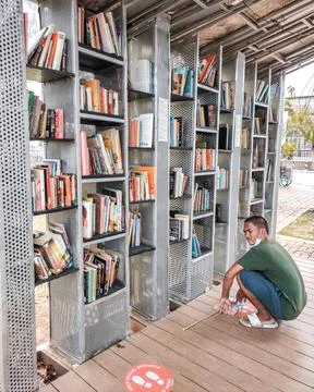 Guy on a Free Library Stock Photos