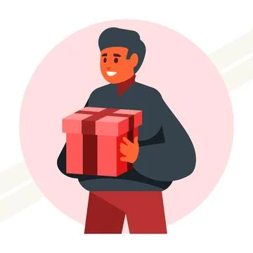 Guy-with-gift-box Stock Illustration